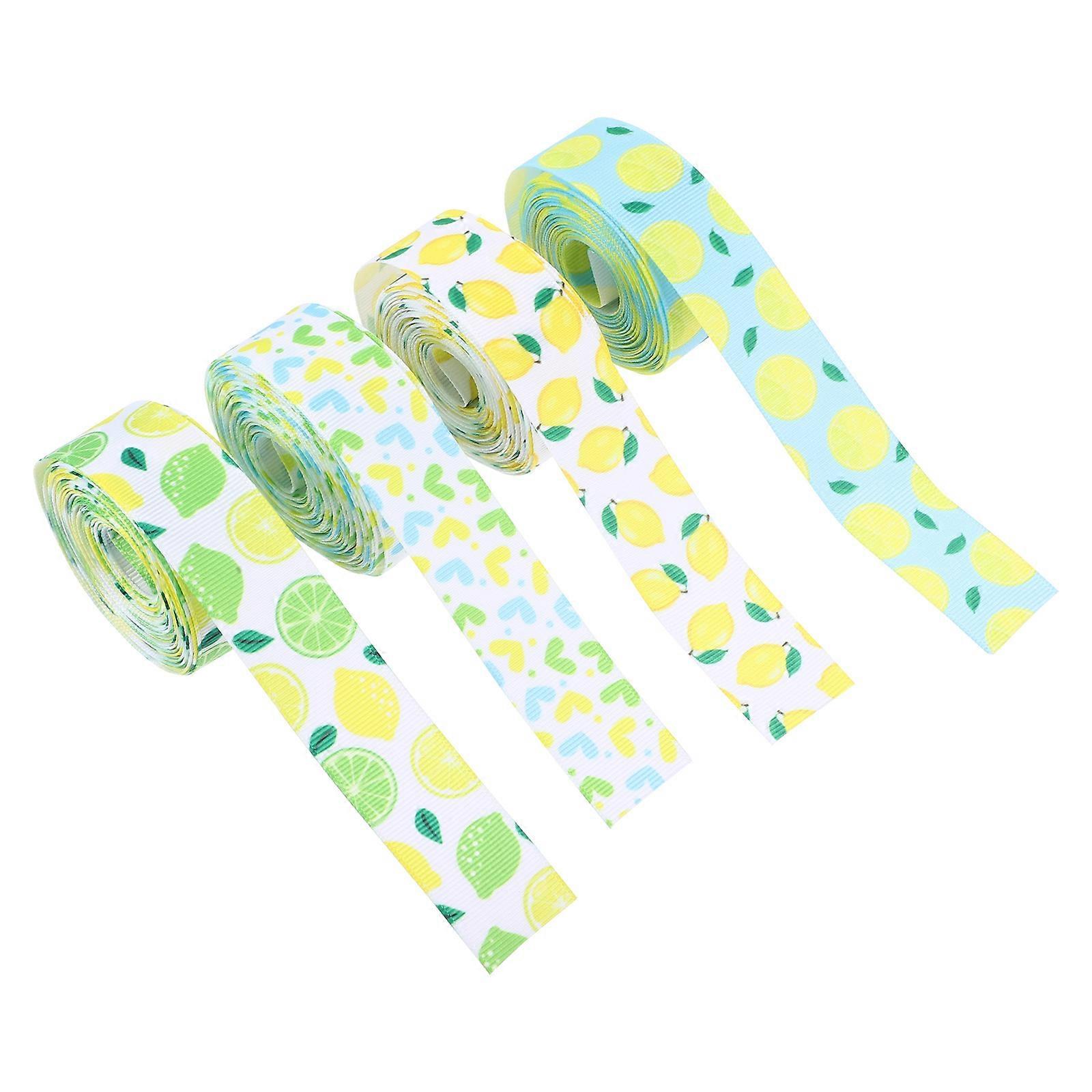 Assorted Color Lemon Decorative Ribbons for Bowknot Making 8 Rolls Polyester Craft Ribbon