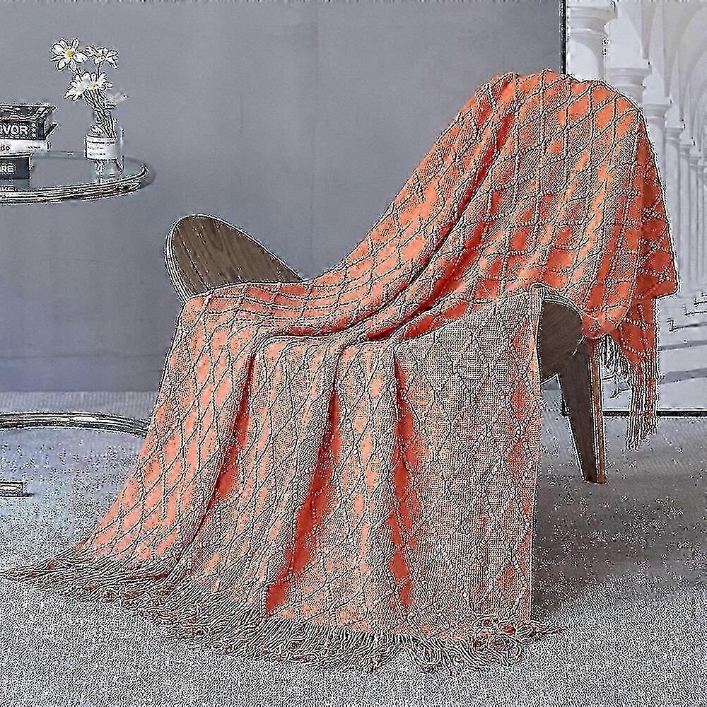 Textured solid throw blanket for couch - soft knitted plaid decor