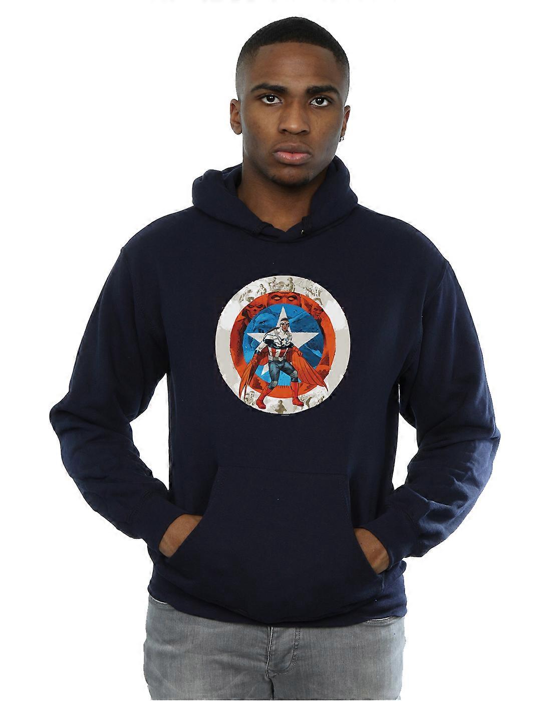마블 남성용 캡틴 아메리카 샘 윌슨 쉴드 후드 티셔츠