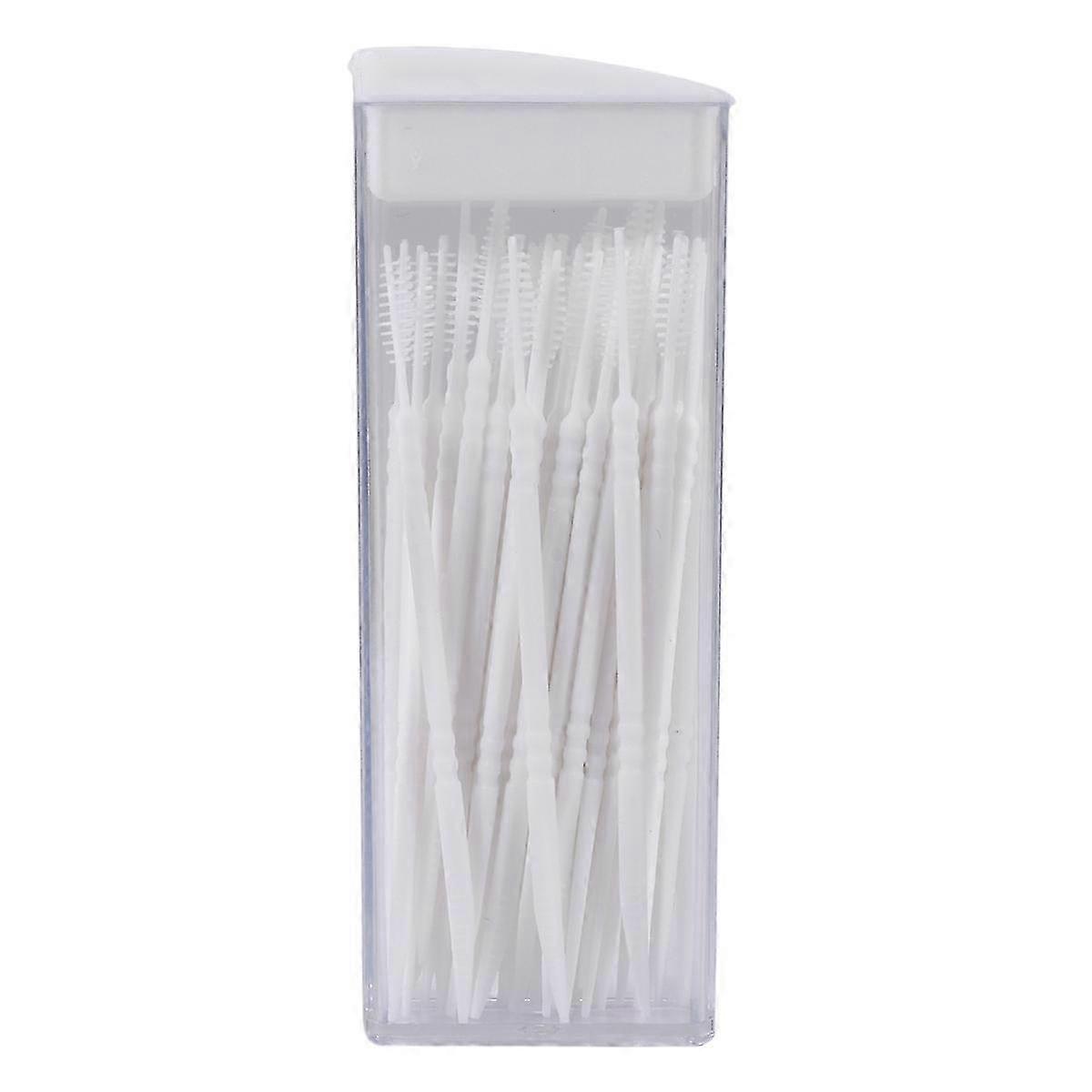 50 Pcs Plastic Toothpicks 2 Way Tooth Picks Interdental Random Color