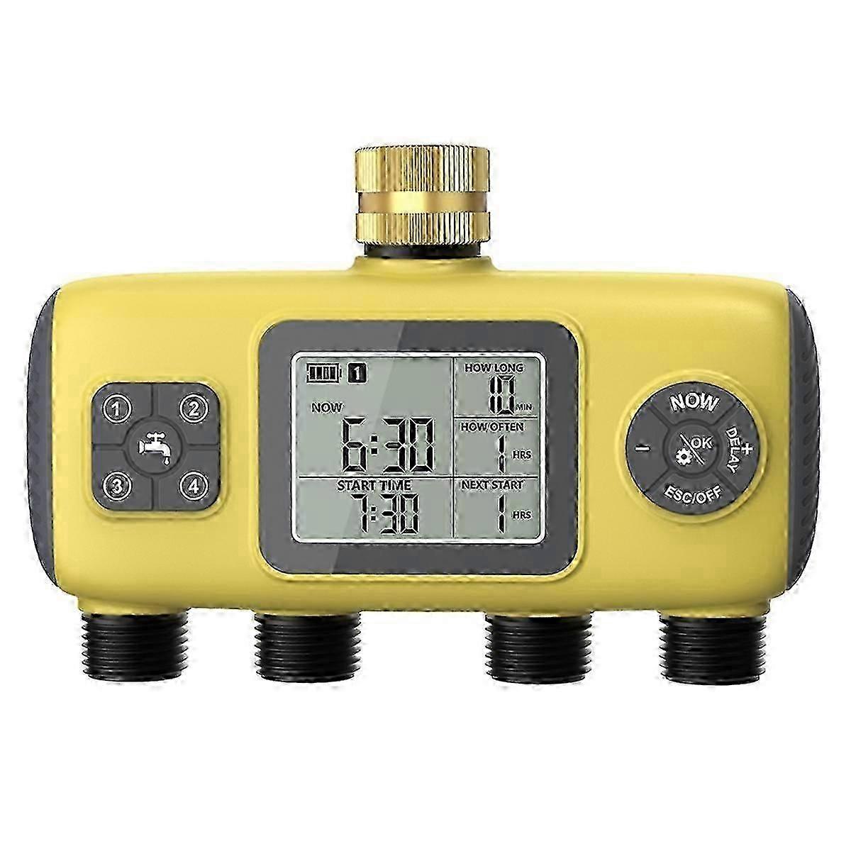 Programmable Garden Drip Irrigation Controller with 4-Zone Timer and Imperial Threaded Interface for Rainwater Connection