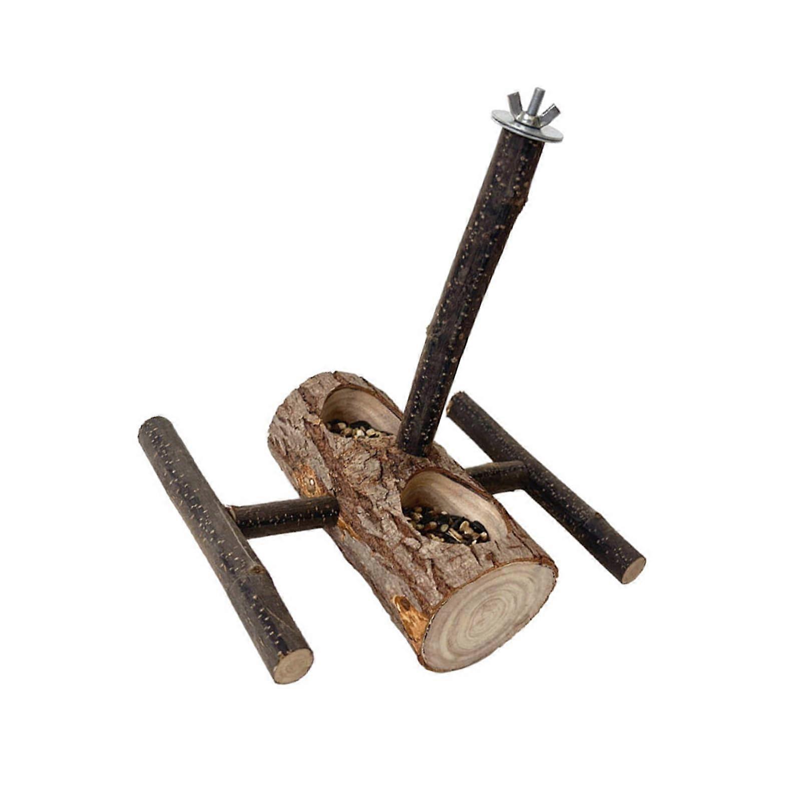 Adjustable Natural Wood Bird Perch Stand for Small Parrots Cage SpaceSaving Hanging Design