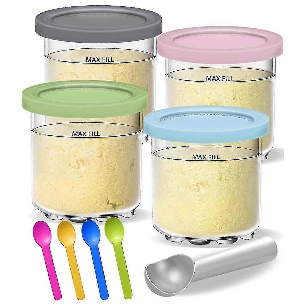 Creami Pints and Lids compatible -4Pack Creamy Icecream Containers Cups