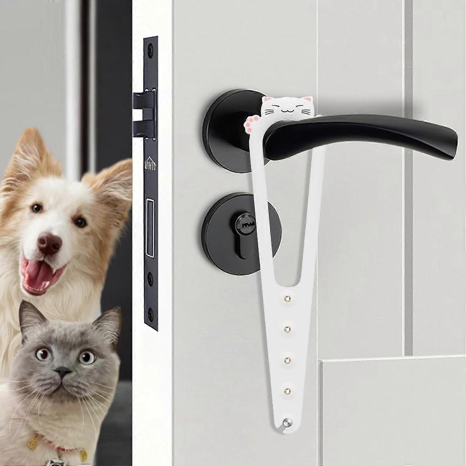 Adjustable Dog Proof Cat Door Holder with CatOnly Access Gap for Interior Doors, White