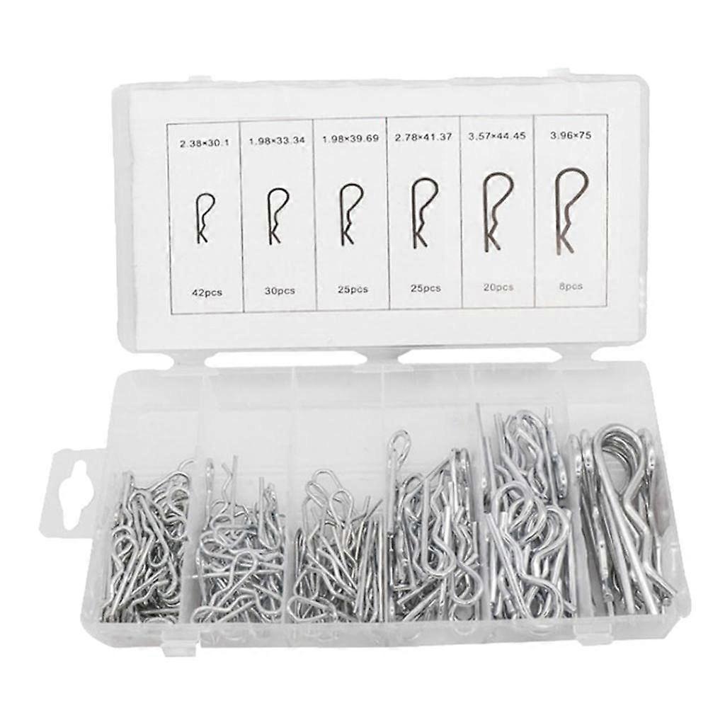 Stainless Steel Cotter Pins and R Type Spring Clips Set, Double Ring Retaining Pins with Box