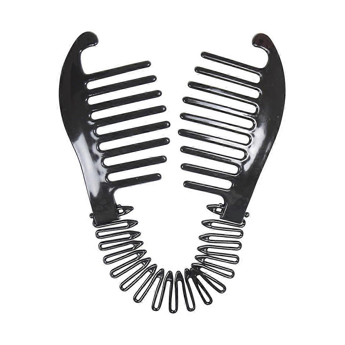 Black Plastic Ponytail Hair Comb with Flexible Interlocking Grip for Secure and Quick Styling