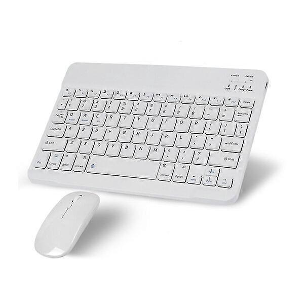 Bluetooth Keyboard and Mouse Set Wireless Portable Compatible with Windows Android iOS White Peripheral
