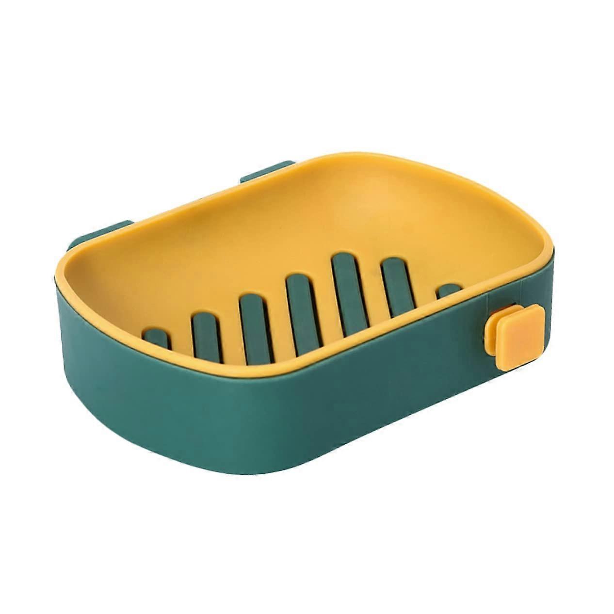 Wall Mounted Soap Dish Double Layer Drain Design with Hook Adhesive Bathroom and Kitchen Holder