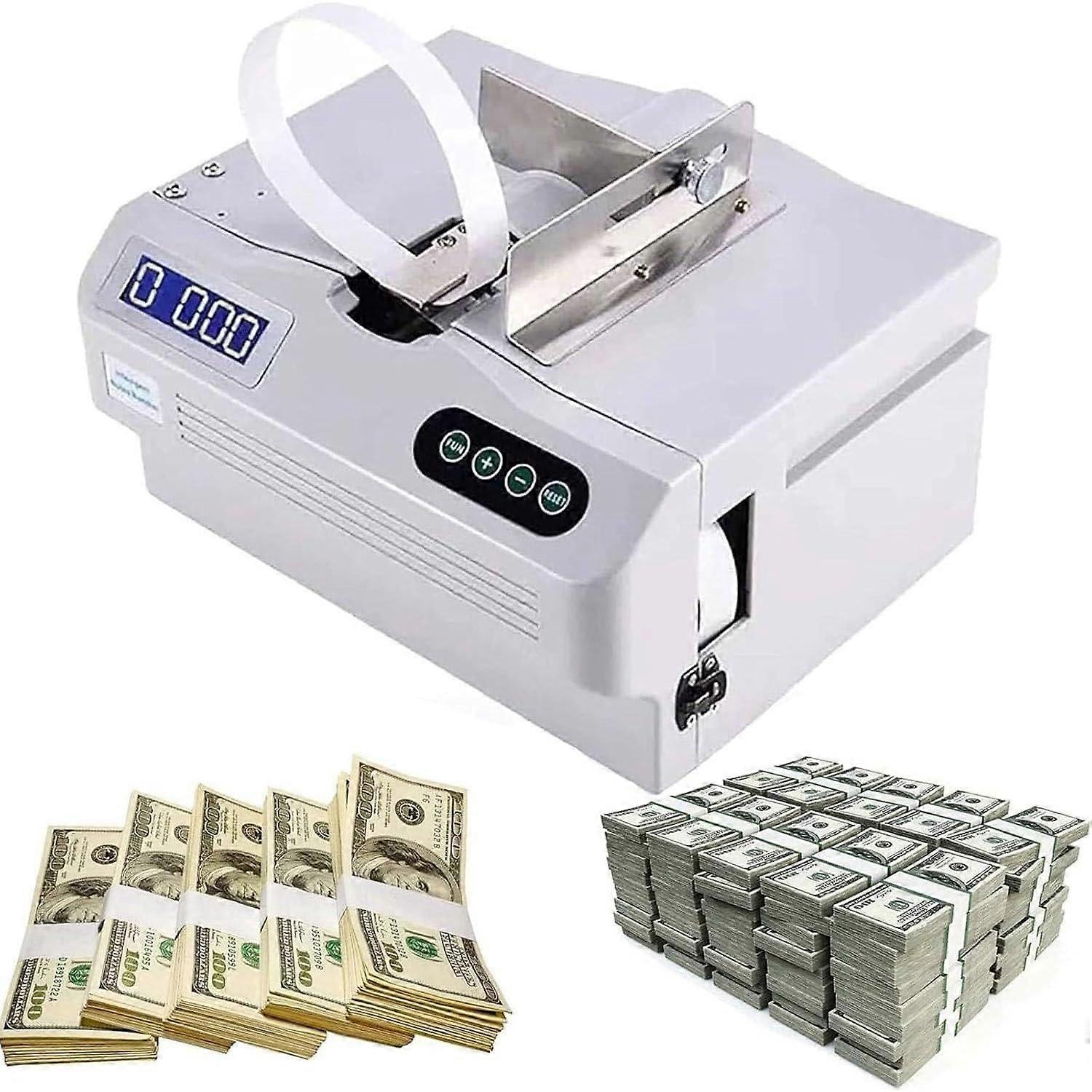 Banknote Strapping Machine with Auto Counting, Adjustable Tie Settings, Compact Design for Cash Handling
