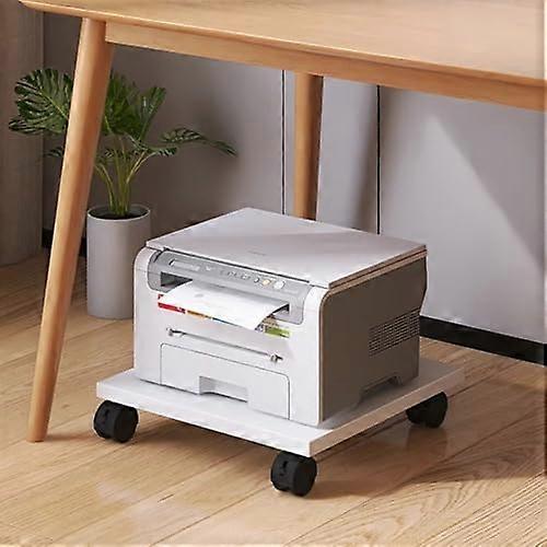 White Rolling Under Desk Printer Stand with CPU Holder and Lockable Wheels for Office Home