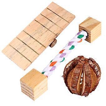 Holzspielzeug für Hamster, 3-teilig, zum Kauen, für Kleintiere