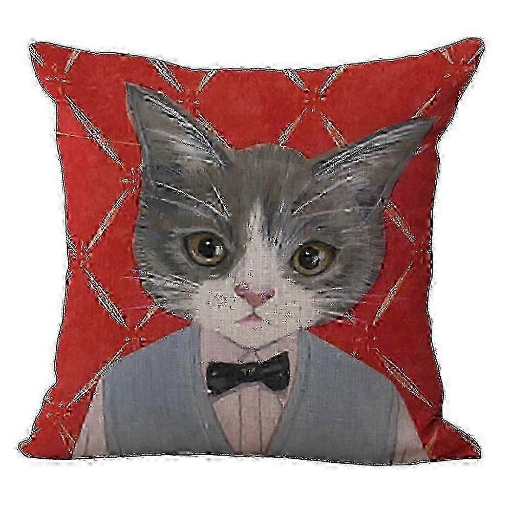 Single Cartoon Cat Cushion Cover