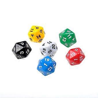 6Pcs D20 Gaming Dice Zwanzigseitige Matrize für RPG D & D Sechs undurchsichtige Farben