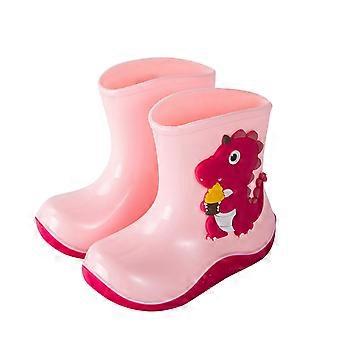 Kinder-Regenschuhe mit Dinosaurier-Motiv, rutschfeste Outdoor-Stiefel aus PVC, rosa, für Mädchen und Jungen, 2-3 Jahre