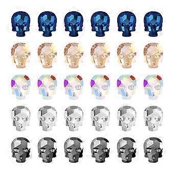 Lurrose 30PCS Rhinestone Charm Craft DIY Nail Jewelry Multicolored Skull AB Diamond for Nail Art Decoration Women Girls
