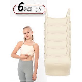 Set of 6 Solid Color Girls' Bra Tops - Comfortable Underwear for Everyday Wear, Any season,  HC 6067-052-pak6