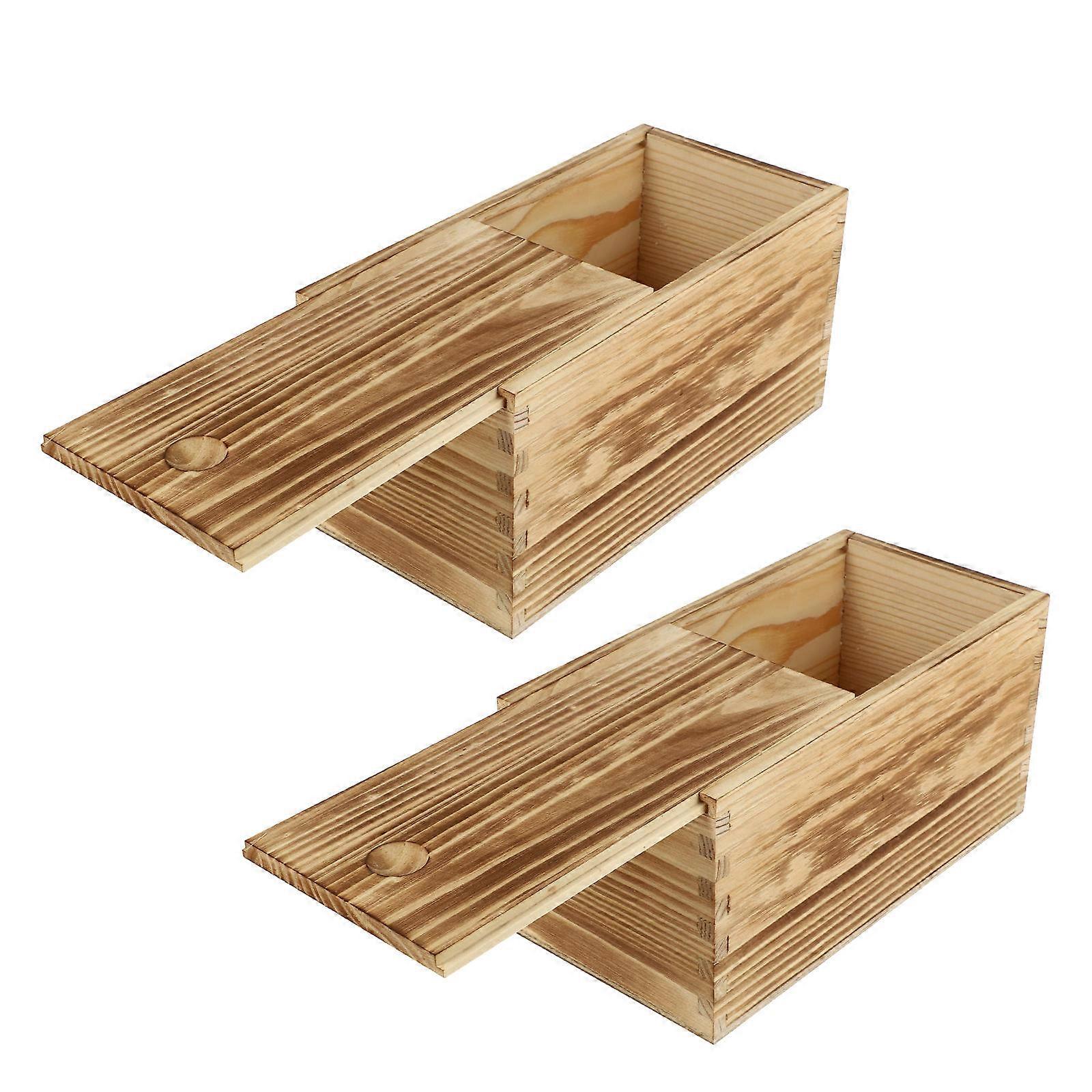 Wooden Packaging Box for Storage 2Pcs Multi-Function Household Sliding Cases