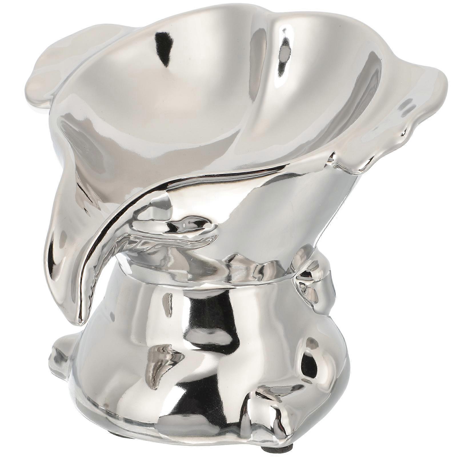 Bathroom Ceramic Soap Holder Elephant Shape for Soap Drain 3Pcs Silver