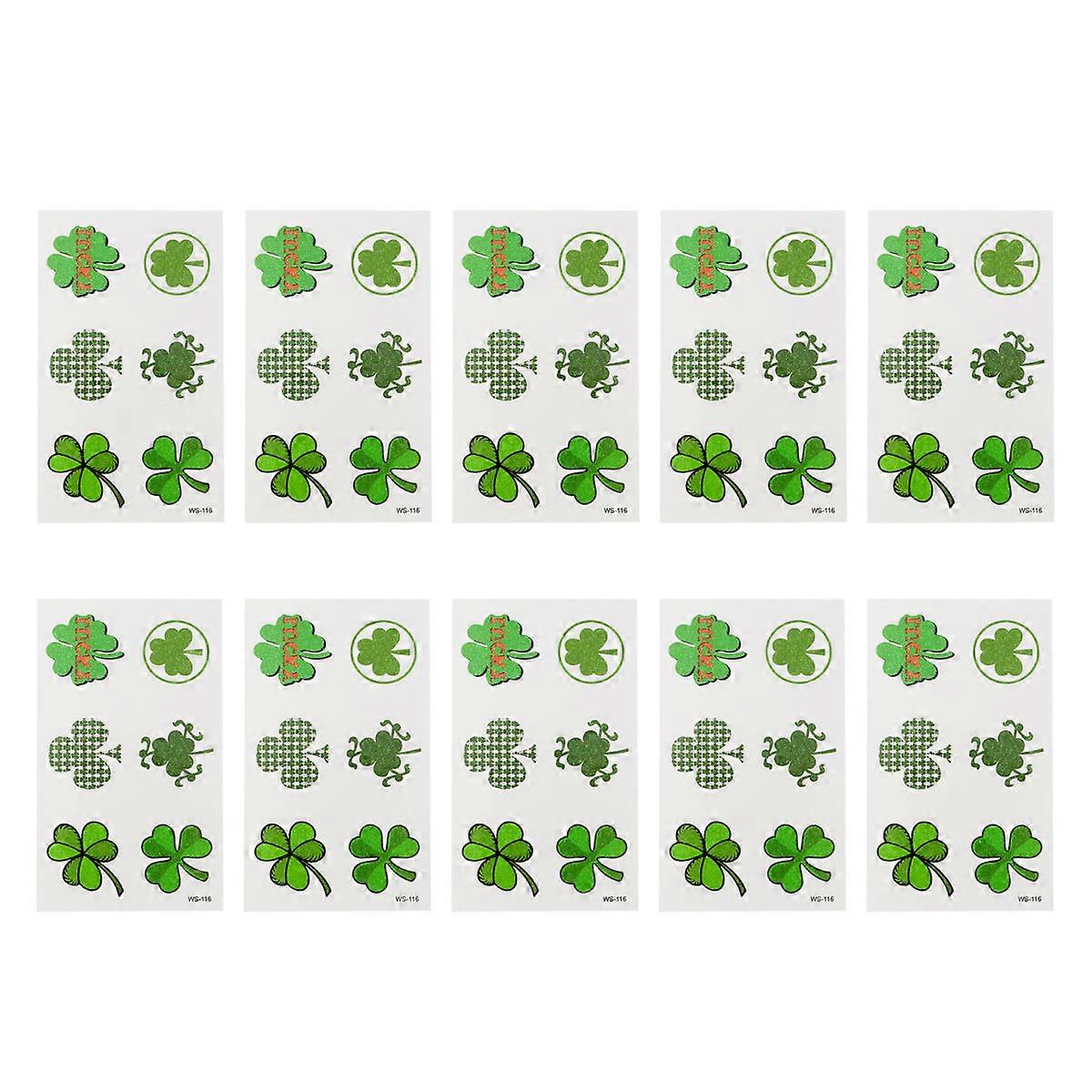 Four-Leaf Pattern Stickers Temporary Tattoos for Decoration 10 Sheets