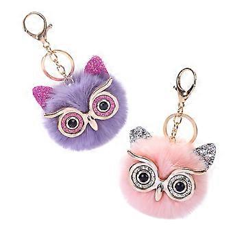 Bag Decoration Key Chain Pendant Owl Shape Hanging Decor 2Pcs Lovely Pendants