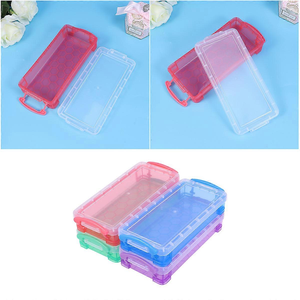 Pencil Case Plastic Pencil Box for Storage Use 4Pcs Multi-Functional Transparent Set