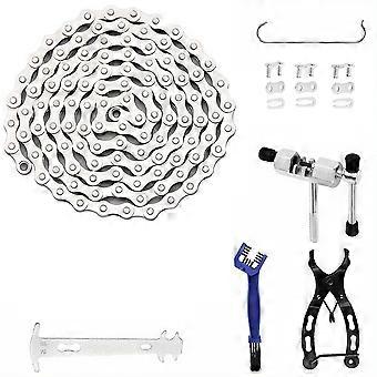 Kit de réparation pour chaîne de vélo, kit multifonction pour vélo monovitesse, comprenant un dérive-chaîne, une pince à maillons, un crochet et d'autres accessoires.