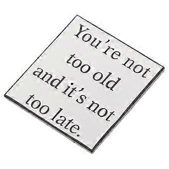 Badge de motivation en métal avec citation inspirante Vous n'êtes pas trop vieux et il n'est pas trop tard Fête appropriée Cadeau Épinglette Pour Sacs Vêtements Chapeaux Jewe