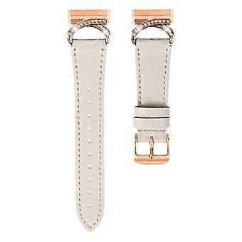 For Fitbit Versa 3 Sense Strap with Rose Gold Buckle Rhinestone Connector Genuine Cow Leather Watch 
