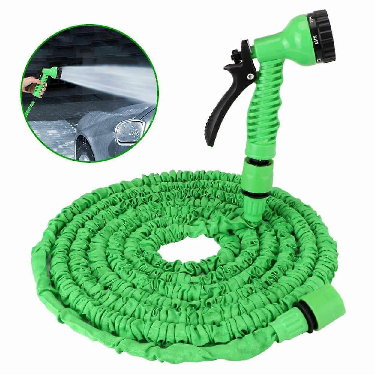 30-meter extendable hose, including nozzle, green