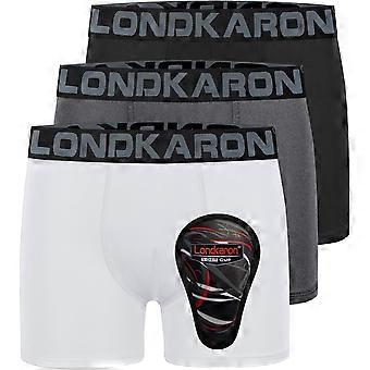 3-Pack Youth Boys Stretch Boxer Briefs with Soft Protective Cup for Baseball Football MMA