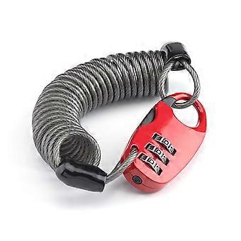 Anti-theft helmet combination lock with 3-digit combination 90cm cable (red)