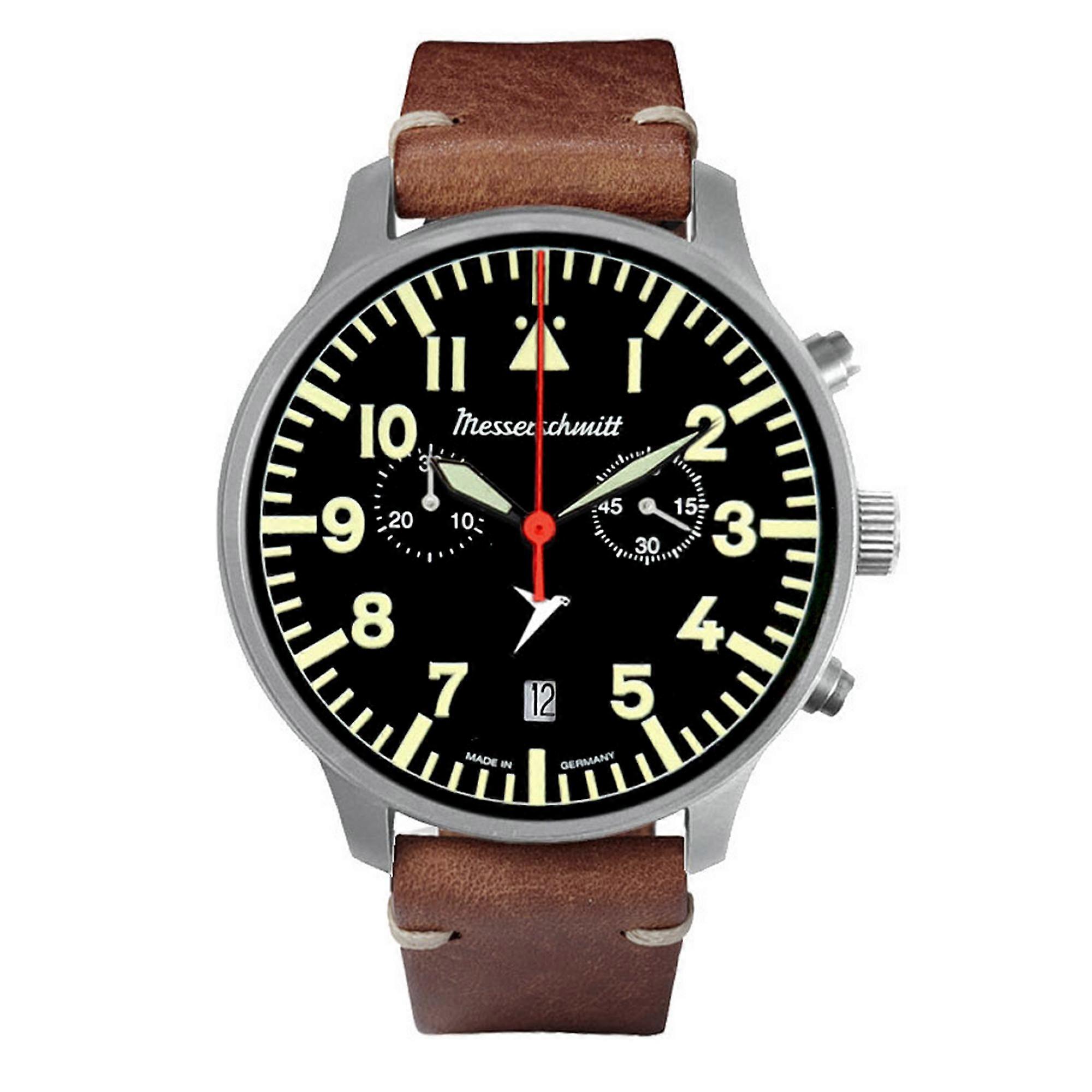 Aristo Men's Messerschmitt Watch Pilot's Watch Chronograph ME-3H270-VL Leather