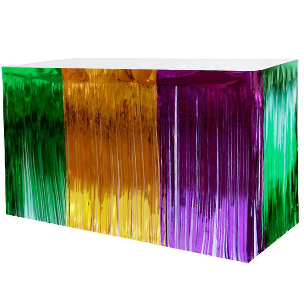 Jupe de table colorée de carnaval à pompons décoratifs pour