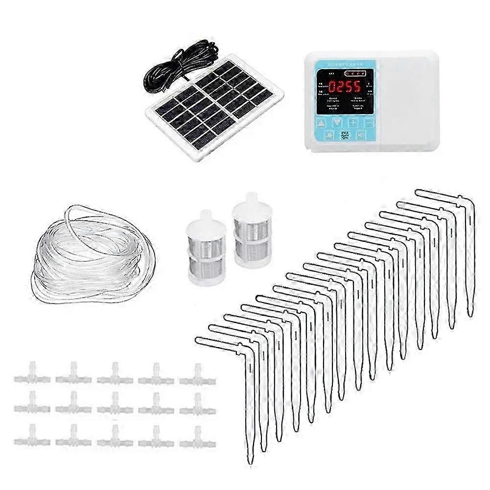 Automatic Drip Irrigation Device Double Pump Controller Timer System Solar Energy Intelligent Watering Device compatible withPlants