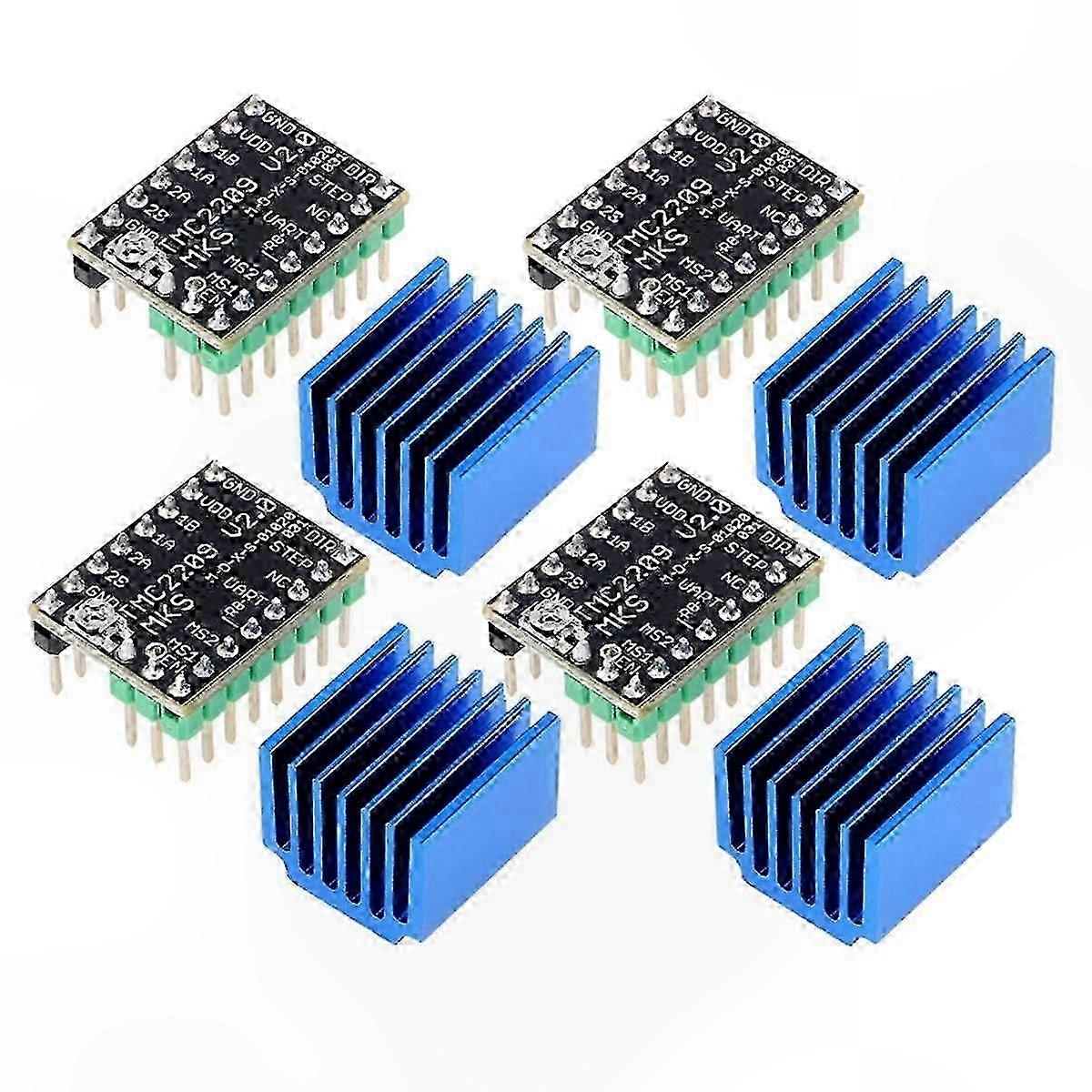 4-Pack TMC2209 V2.0 Stepper Drivers Compatible with 3D Printer Control Boards, UART Support, Replacement compatible with A4988