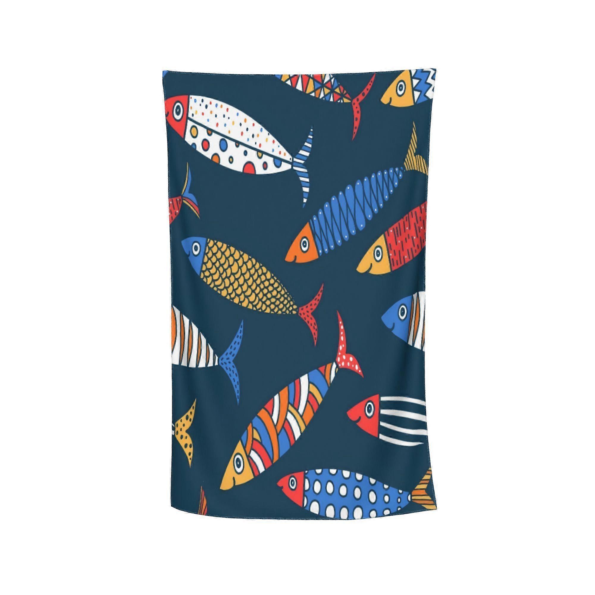 Serviette de plage en microfibre à motif de poissons colorés, style européen et américain, compagnon de voyage idéal f-Hasyg