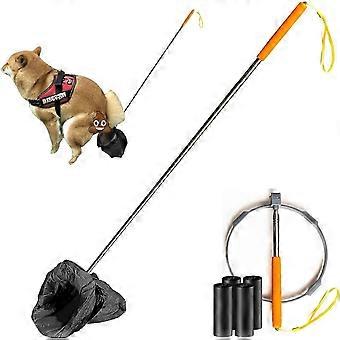 SDIGV Telescopische Pooper Scooper met lange steel voor kleine middelgrote grote honden, schone handen Sanitair 55 inch draagbare opvouwbare huisdierbenodigdheden bij het uitlaten van hond, wit