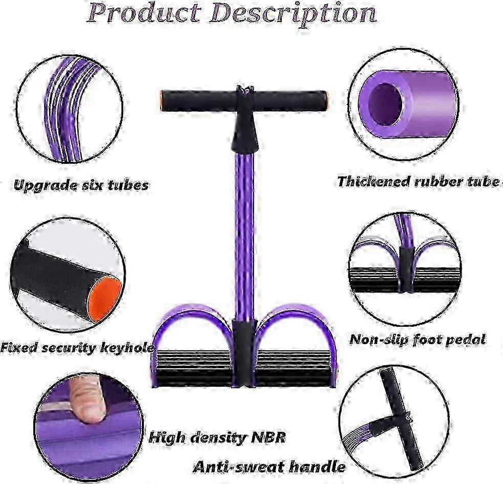 Abdominal Trainer 6 Tubes Elastic Pull Rope for Home Sit-Up Training