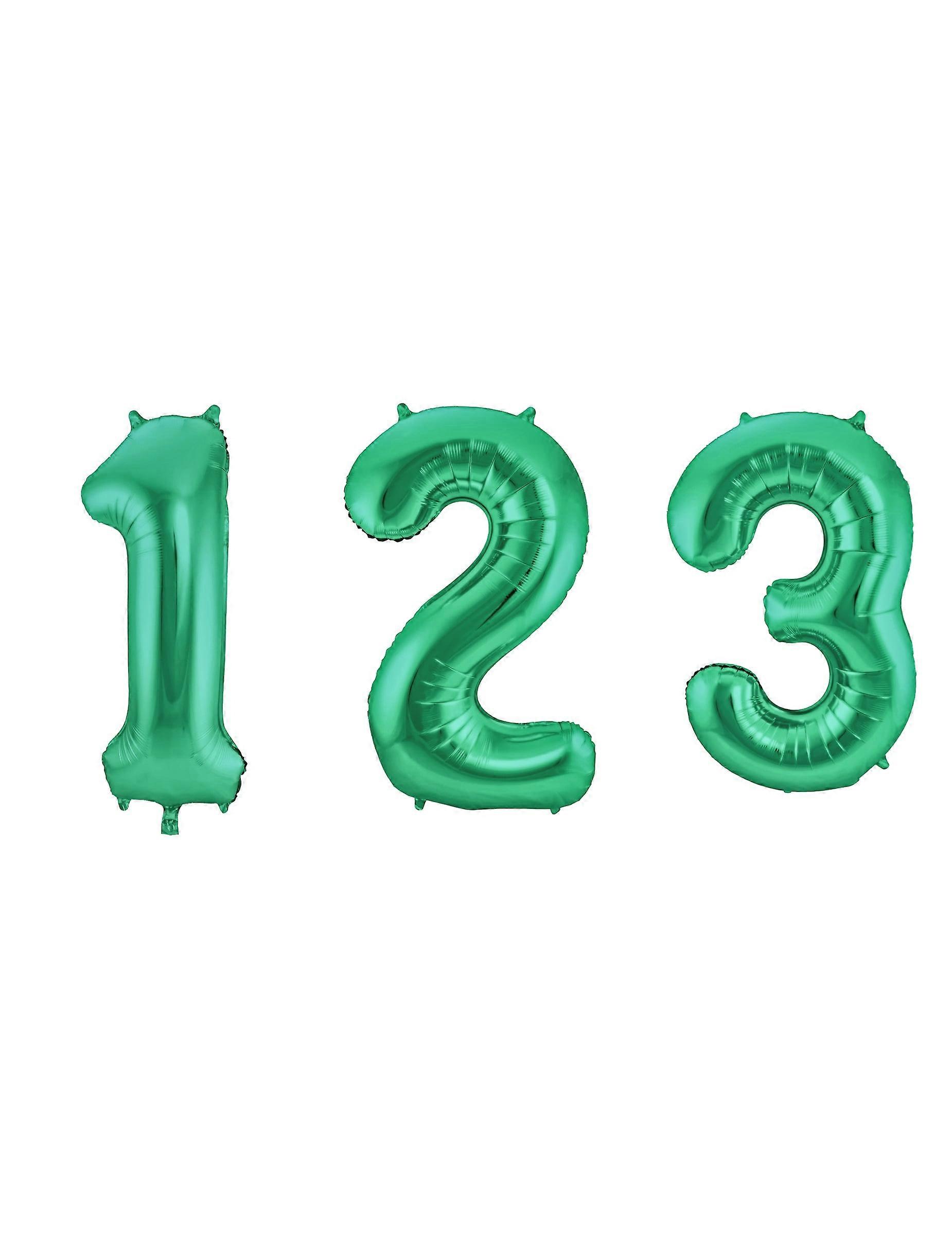 Metallic green foil balloon number 86 cm