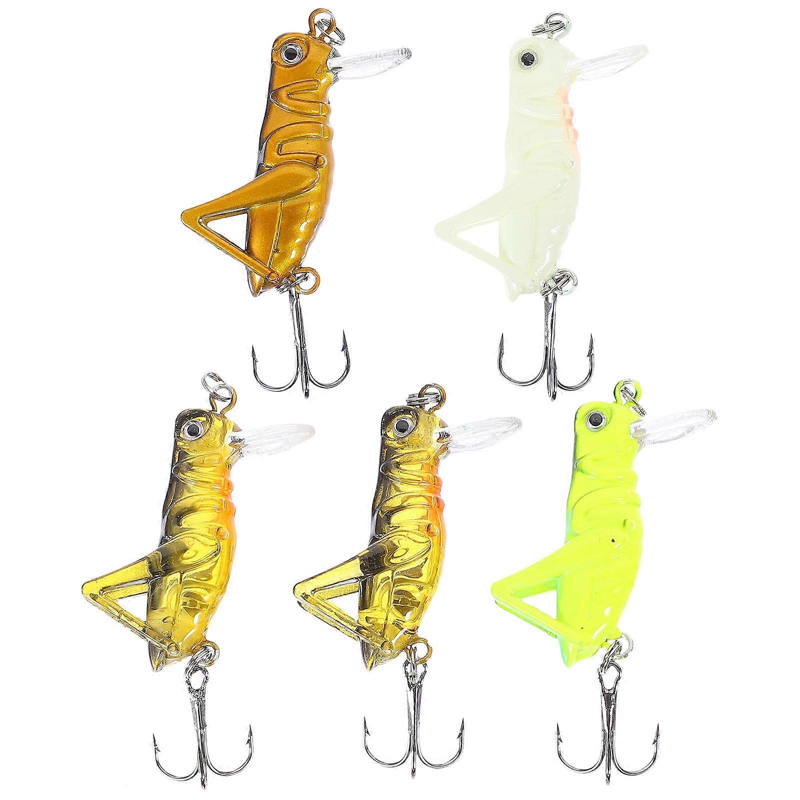 Fishing Lures Simulation Grasshopper for Angling 5Pcs Assorted Color
