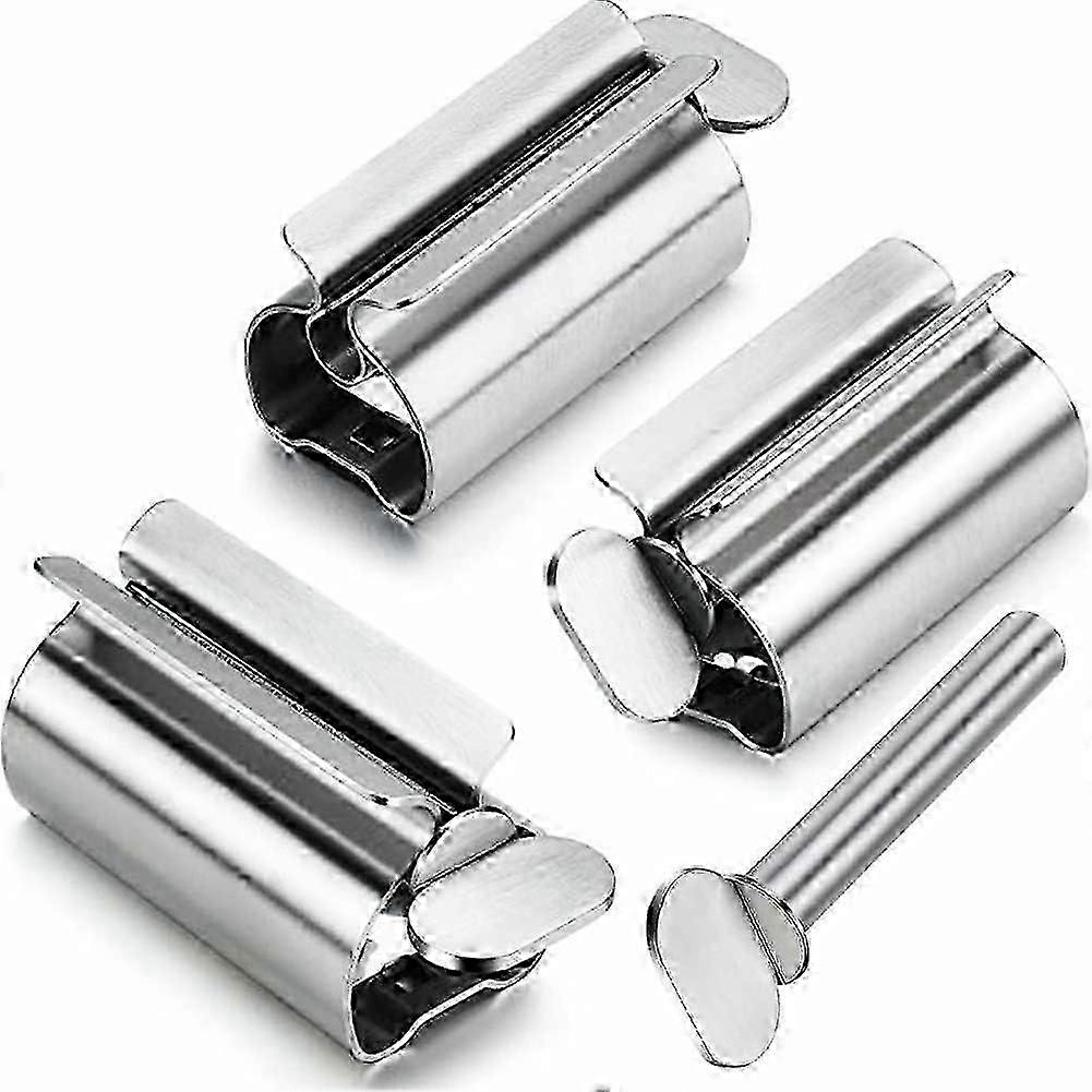 Silver Rolling Tube Toothpaste Dispenser compatible with Bathroom