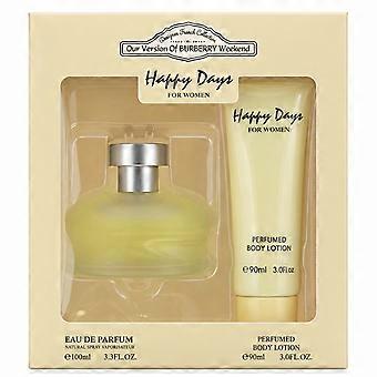 Designer French Collection Happy Days Gift Set 100ml EDP Spray + Body Lotion 90Ml