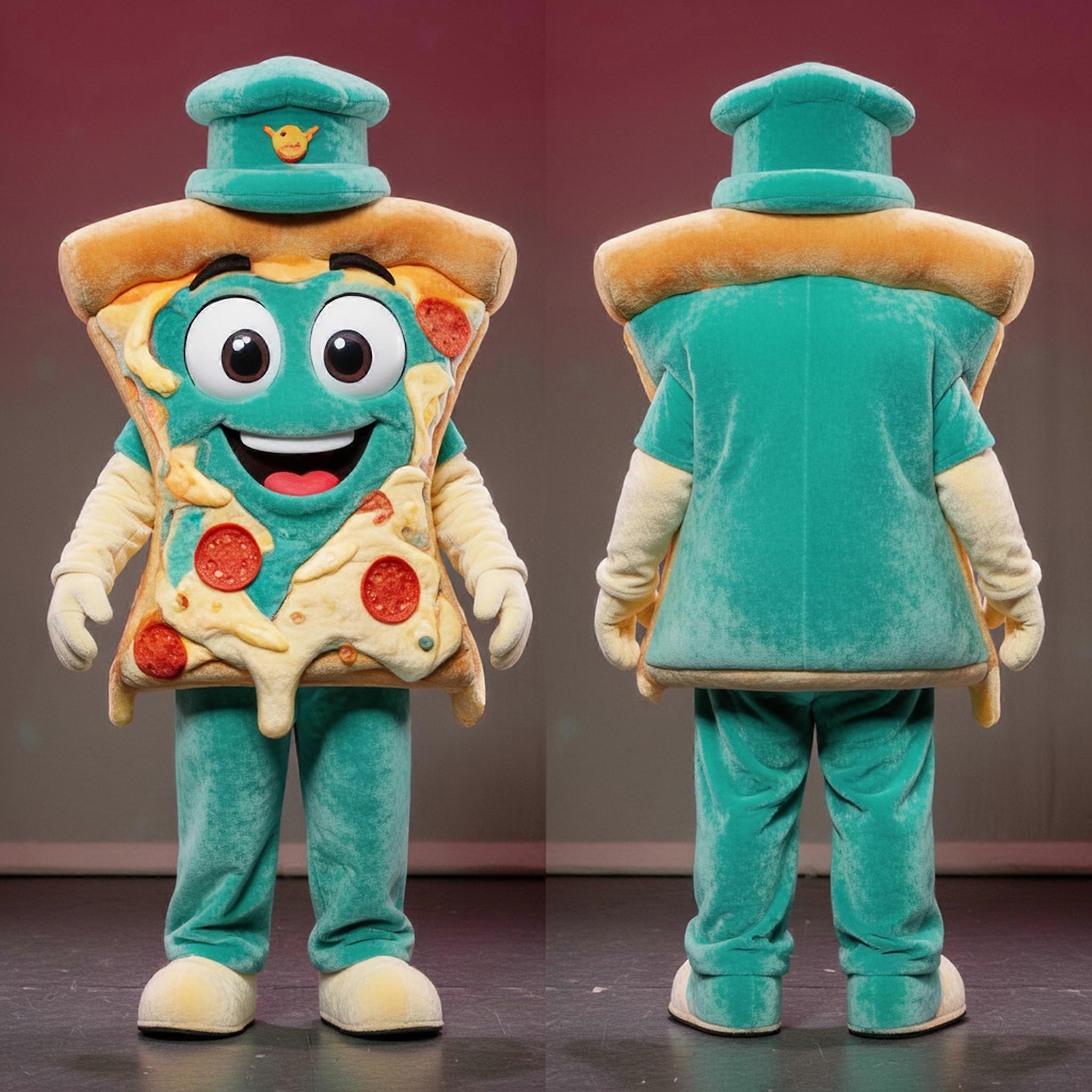 MASTICOT Turquoise Velvety Pizza Mascot