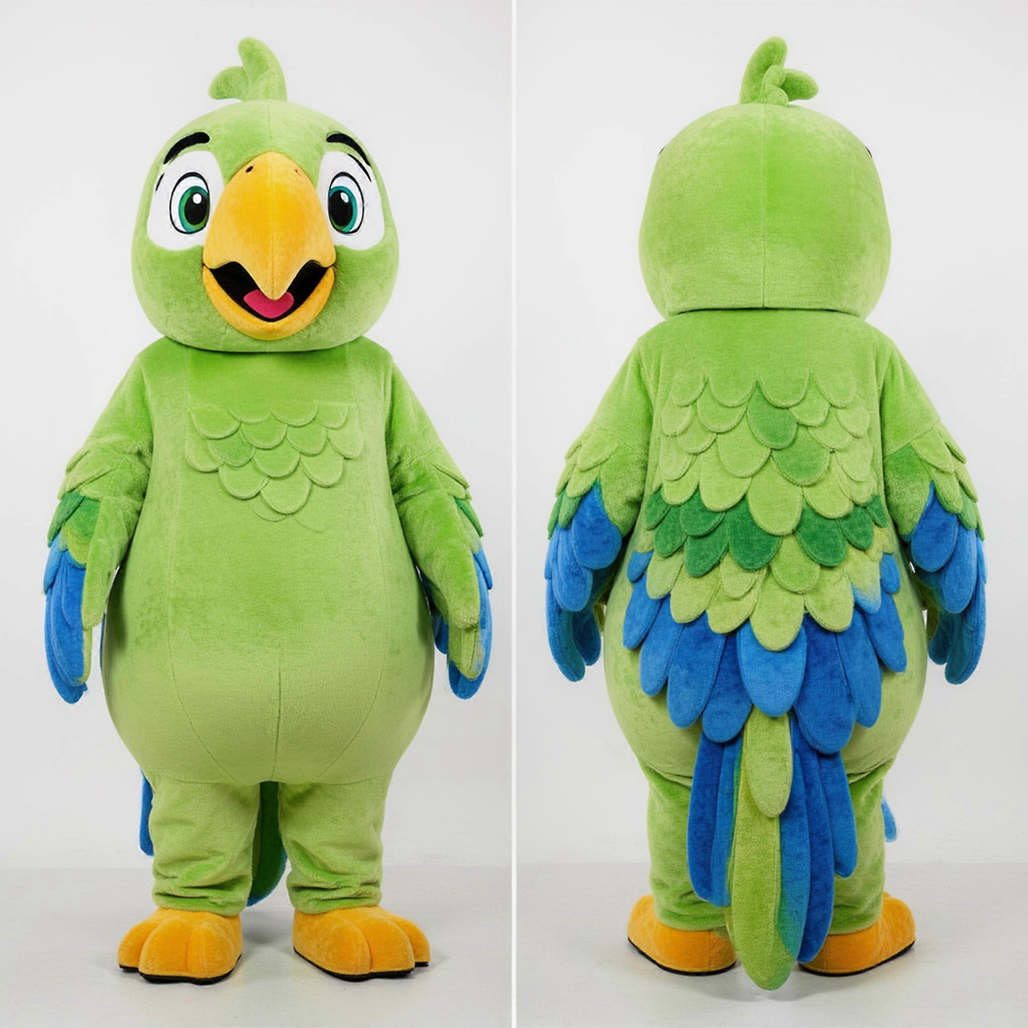 MASTICOT Lime Green Broad Winged Macaw Mascot