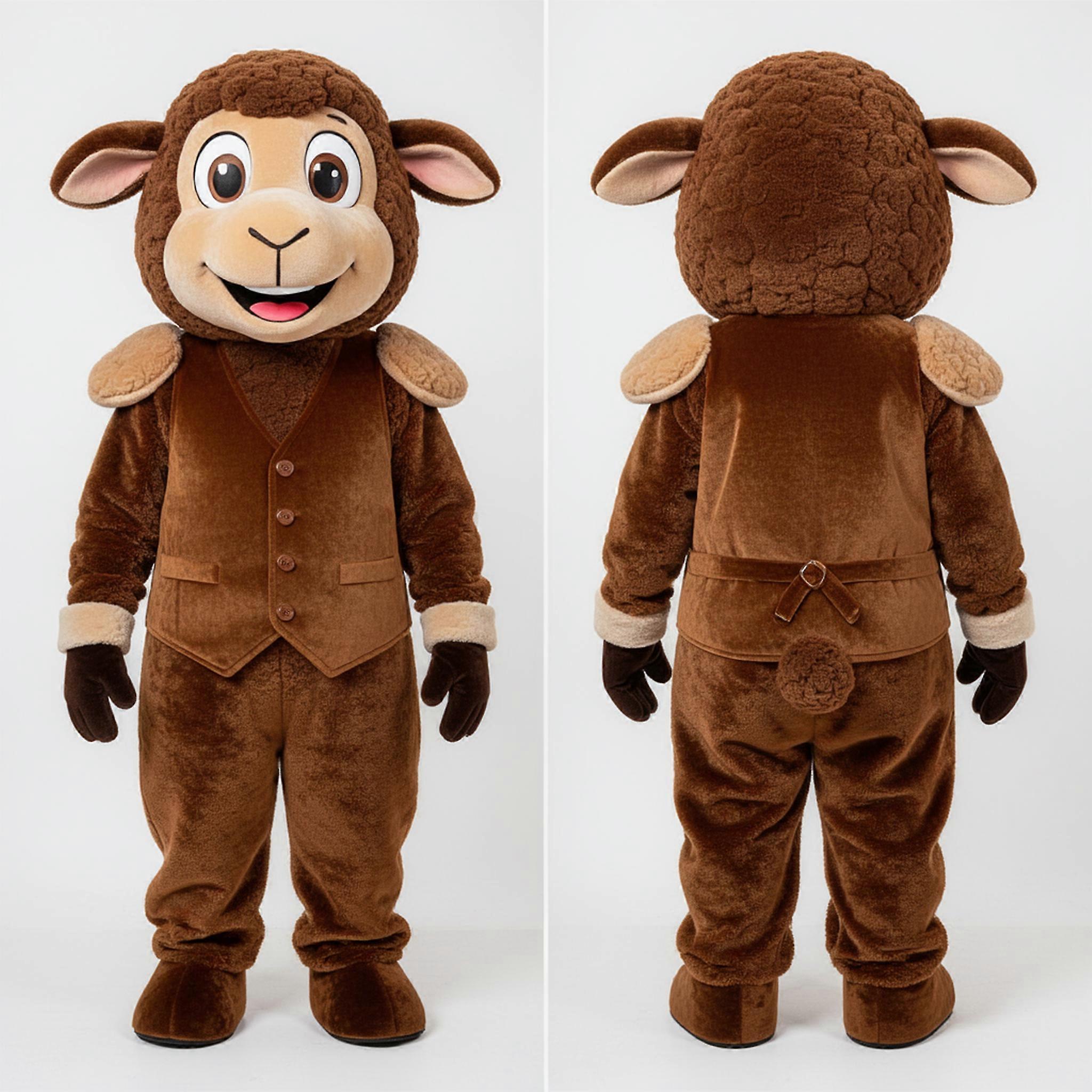 MASTICOT Warm Brown Velvety Sheep Mascot