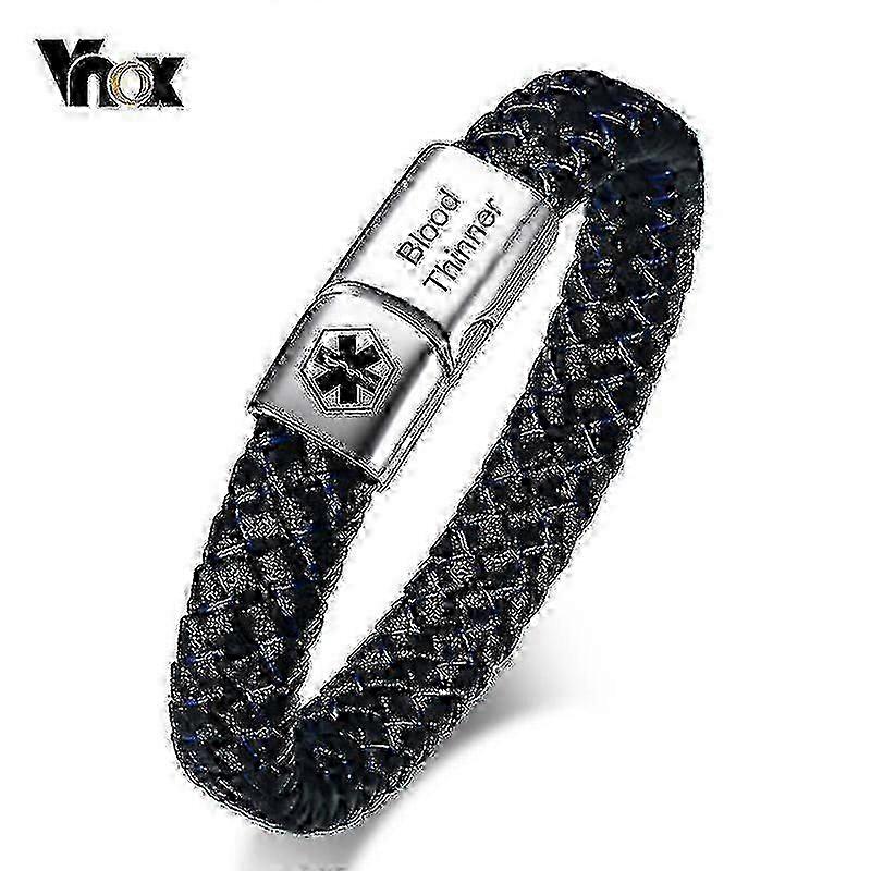 Braided Leather Medical ID Bangle