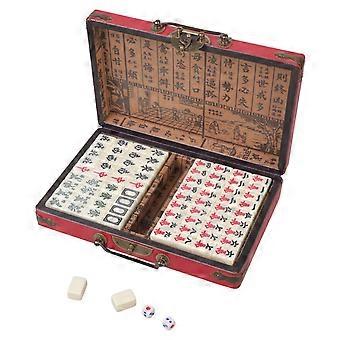 Mini-Mahjong-Set mit 146 Blatt und Box, leichtes, tragbares, traditionelles chinesisches Mahjong-Brettspiel im Vintage-Stil für die ganze Familie, mehrfarbig