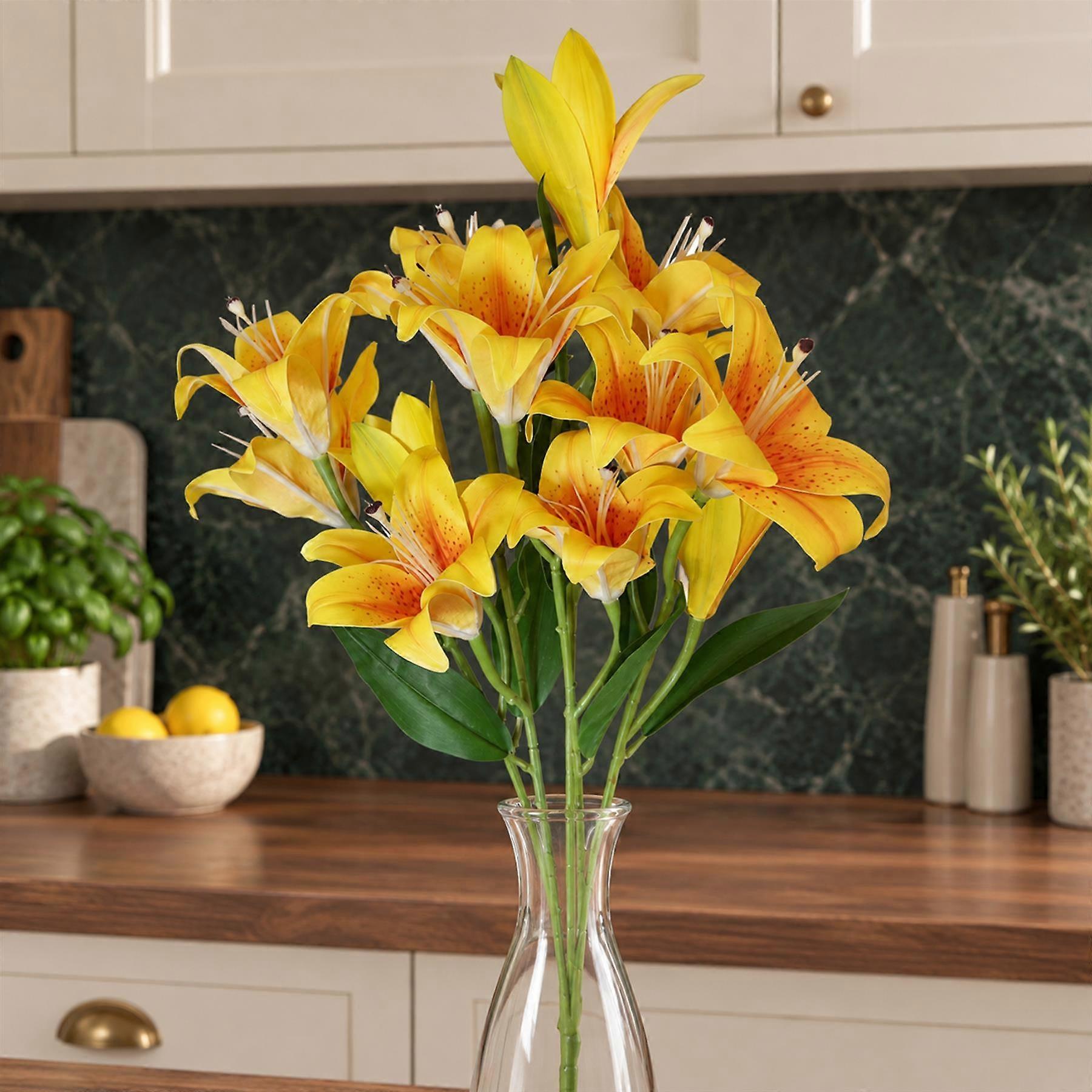Artificial 60cm Lily Stem Yellow