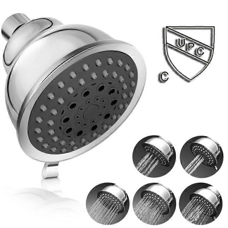 Fixed shower - 4 inch round high pressure shower head, adjustable