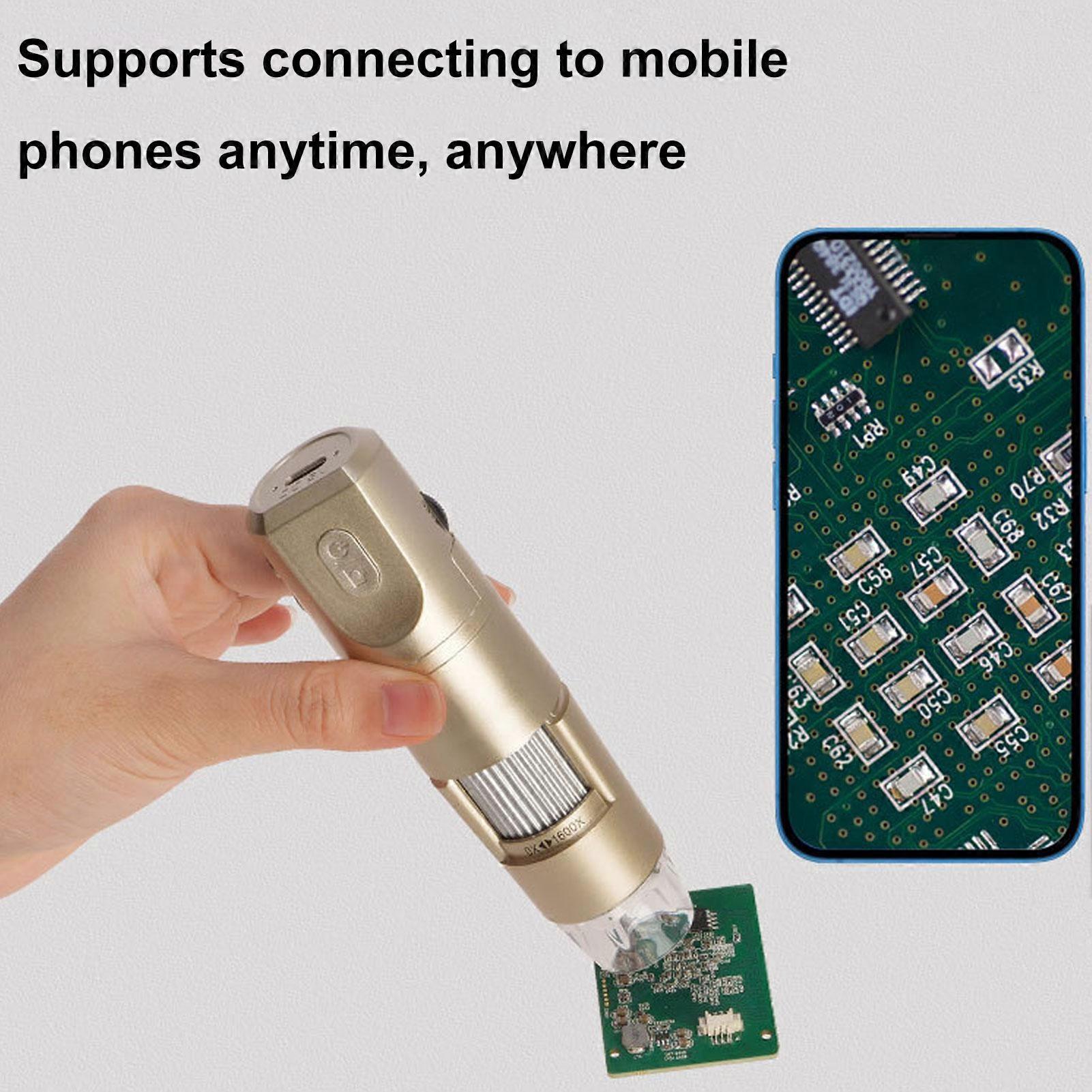 Digital Microscope Wireless Handheld USB Microscopes 1600X Inspection Camera for Phone Computer Tablet